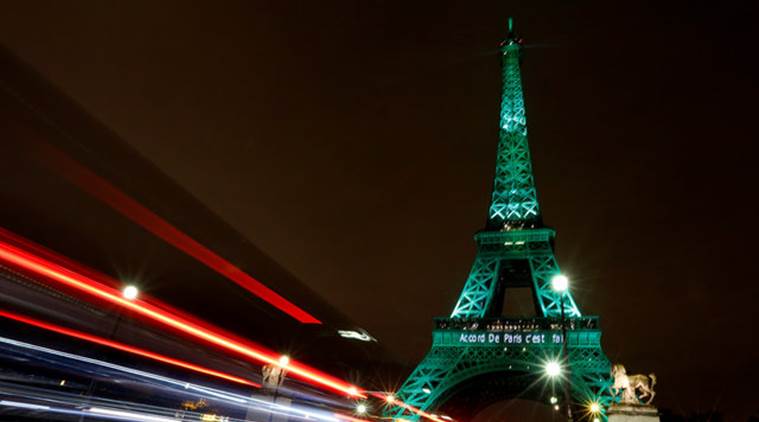 eiffeltowerlitgreeninhonorofparisclimatechangedeal